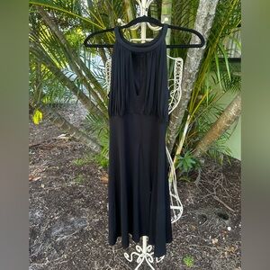White House Black Market Black Midi Dress, cocktail, wedding guest, formal, work